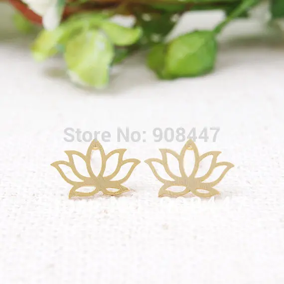 30Pcs-S021 Jewelry Cute Tiny Lotus Stud Earrings Gold Silver Flower Earrings 2