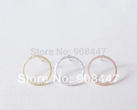 30Pcs-S022 Cute Jewelry Gold Silver Pink Gold Open Circle Studs Earrings 1