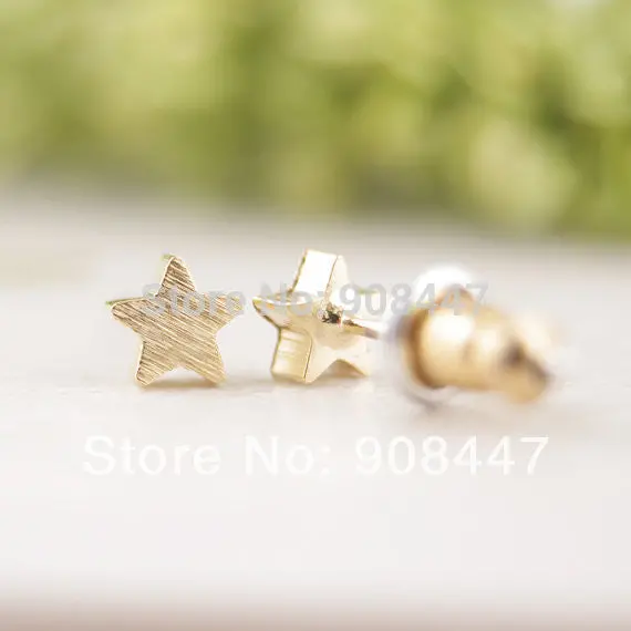30Pcs-S025 Jewelry Gold Silver Pink Gold Little Star Stud Earrings 2