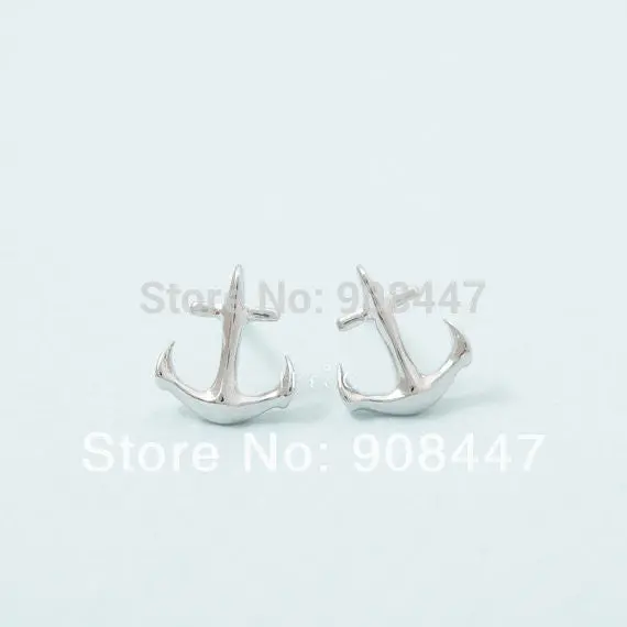 30Pcs-S026 Jewelry Cute Anchor Earrings 18K Gold Silver Cute Tiny Anchor Stud Earrings 1