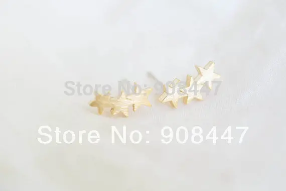 30Pcs-S027 Jewelry 18K Gold 3Star Teens Stud Earrings 1