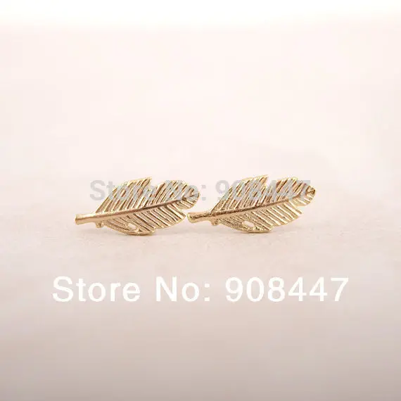 30Pcs-S038 Jewelry Gold Silver Fallen Leaves Stud Earrings 1