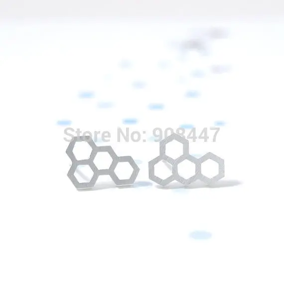 30Pcs-S039 Jewelry Gold Silver Tiny Hexagon Modern Earring,Hive Stud Earrings 1