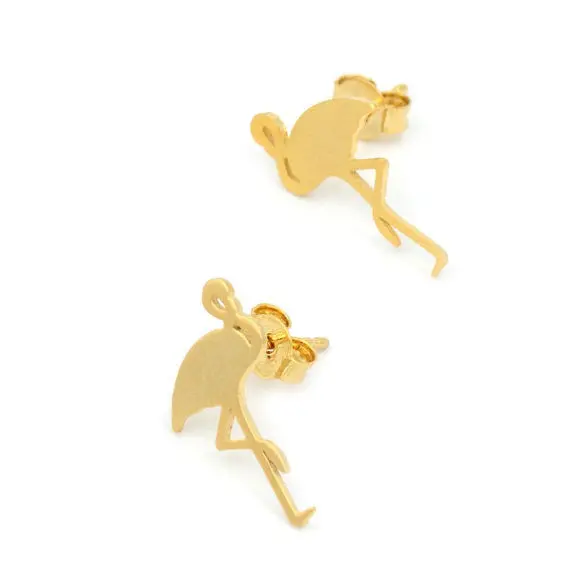 30Pcs-S091 Earring Studs Gifts Cute Animal Flamingo Brass Stud Earrings Gift 1