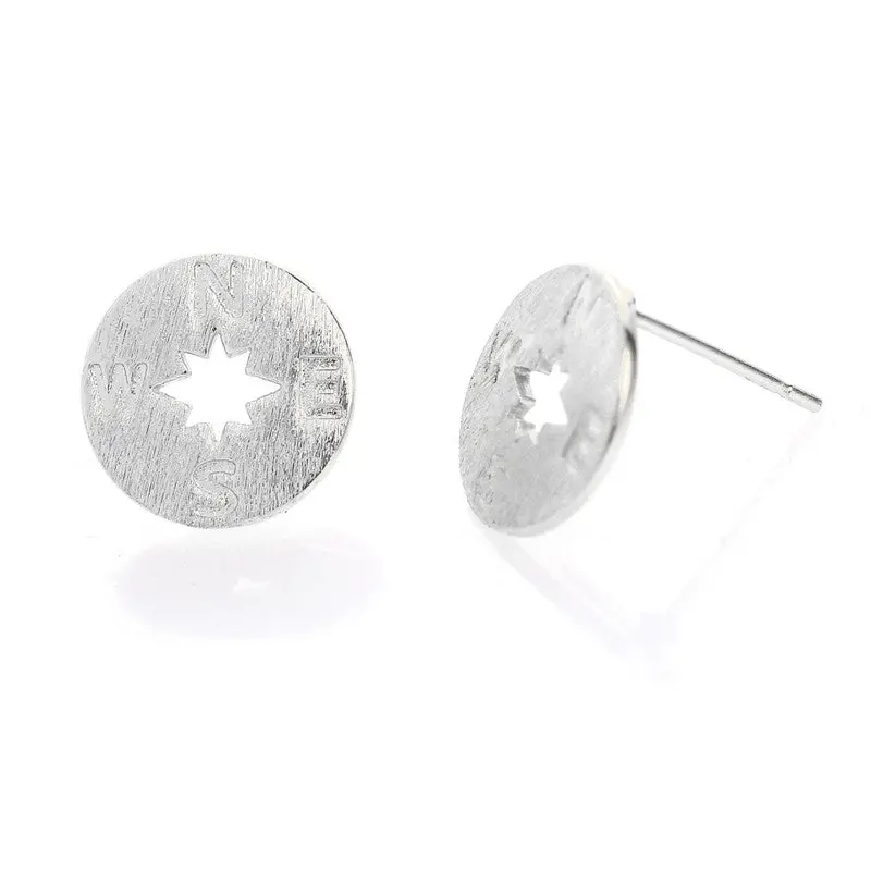 30Pcs-S092 Stud Earrings Gold Silver And Rose Gold Plated Compass Stud Earrings 2