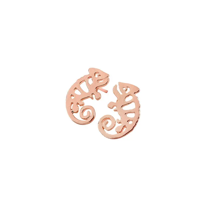 30Pcs-S100 Jewelry Chameleon Iguana Shaped Animal Stud Earrings Party Gift 2