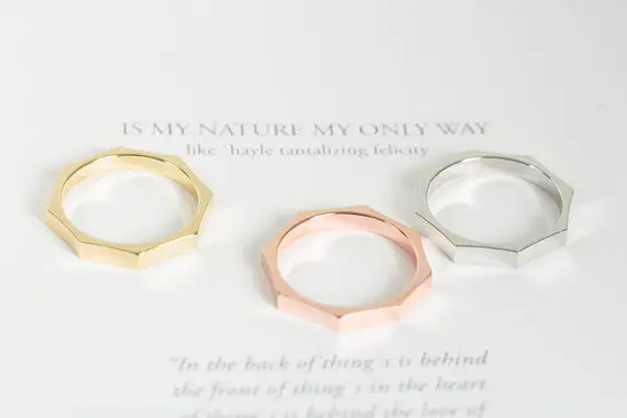 30Pcs Trendy Ring Jewelry Alloy Octagon Ring Simple Wedding Gifts 1