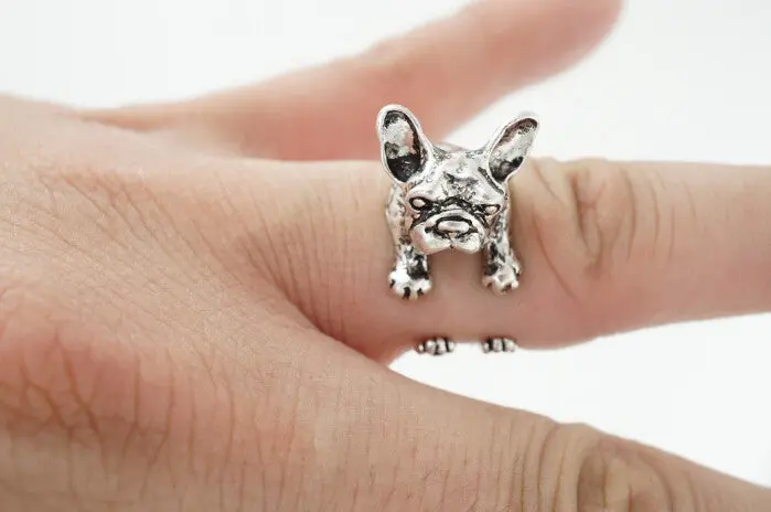 30Pcslot Cute Animal French Bulldog Rings Simple Vintage Rings Style R315 1