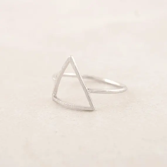 30Pcslot Rings Silver Brass Geometry Decorative Pattern Triangle Ring 1