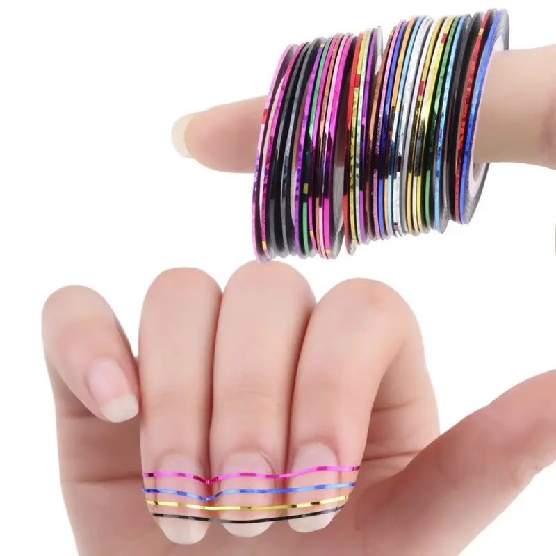 30Pcssetmixed Colors Rolls Striping Tape Line Nail Art Decoration Sticker Diy Nail Tips,Nails Care Art Accessories 1