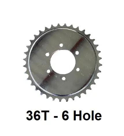 36T -Concave 6 Hole Sprocket For #2 Hd Axle 6 Hole Solid Hub 1