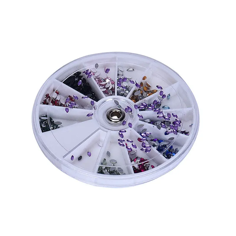3D Acrylic Nail Art Tips Stud Diy Decoration Glitter Rhinestones Wheel 1