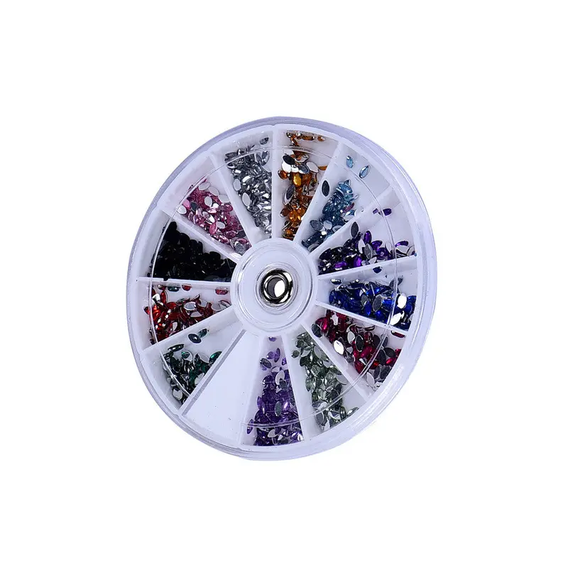 3D Acrylic Nail Art Tips Stud Diy Decoration Glitter Rhinestones Wheel 2