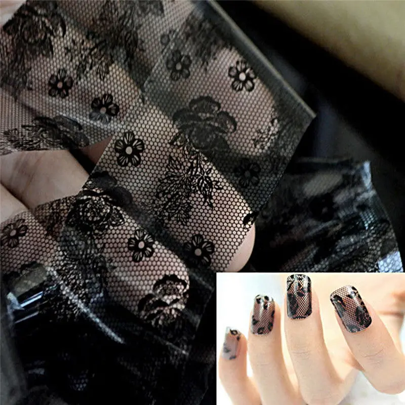 3D Black Lace Stickers For Nails Nail Art Foil Stickers Flower Nail Decals Tips Icure Tool Popular Best Price 1