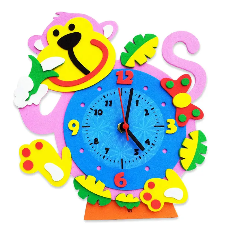 3D Cartoon Animal Learning Clock Puzzle Toys Diy Kids Arts Crafts Kits Birthday Educational Toys Romly Sent 1