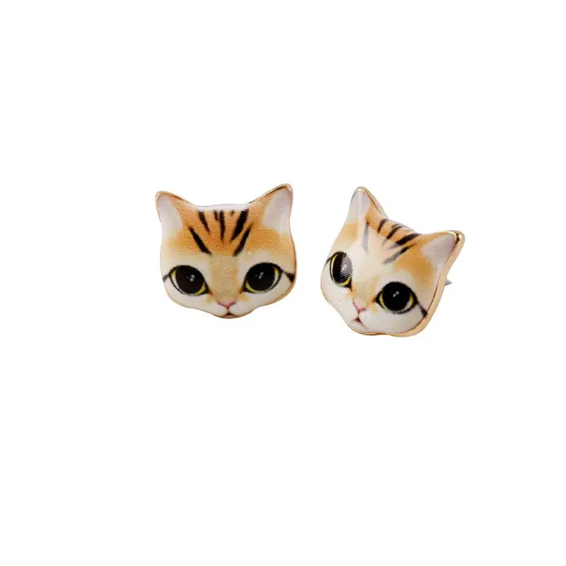 3D Cat Earrings Cute Animal Cat Head Stud Earrings White Cat Earrings Oed006 1
