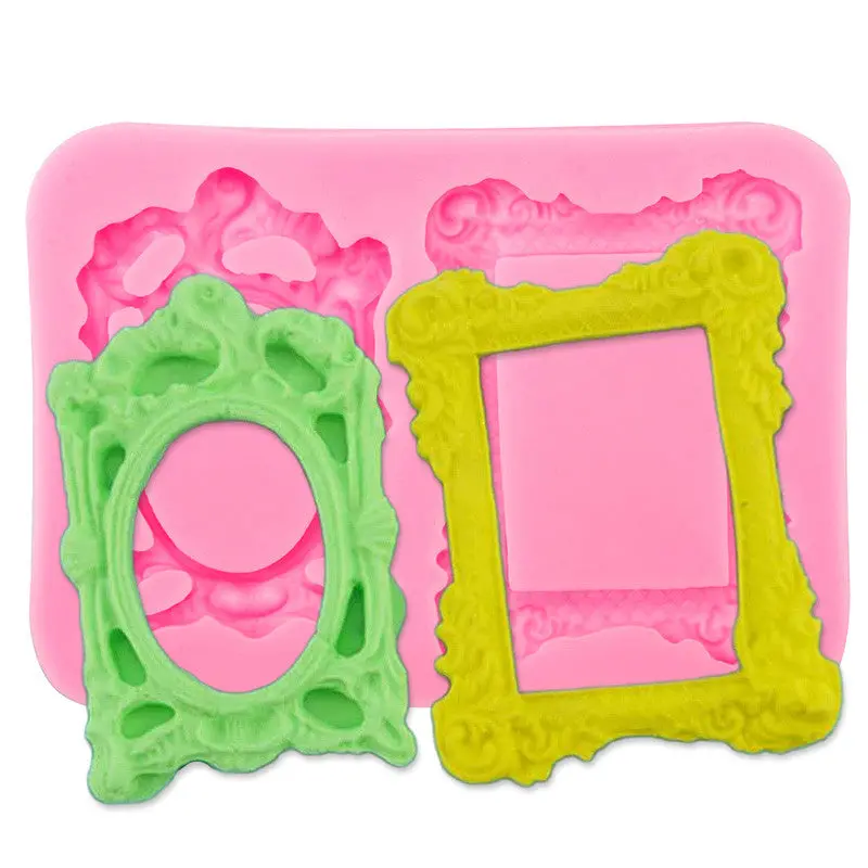 3D Kitchen Diy Cake Decor Mirror Frame Silicone Fondant Mould Cake Decorating Mold Kit 83944 1