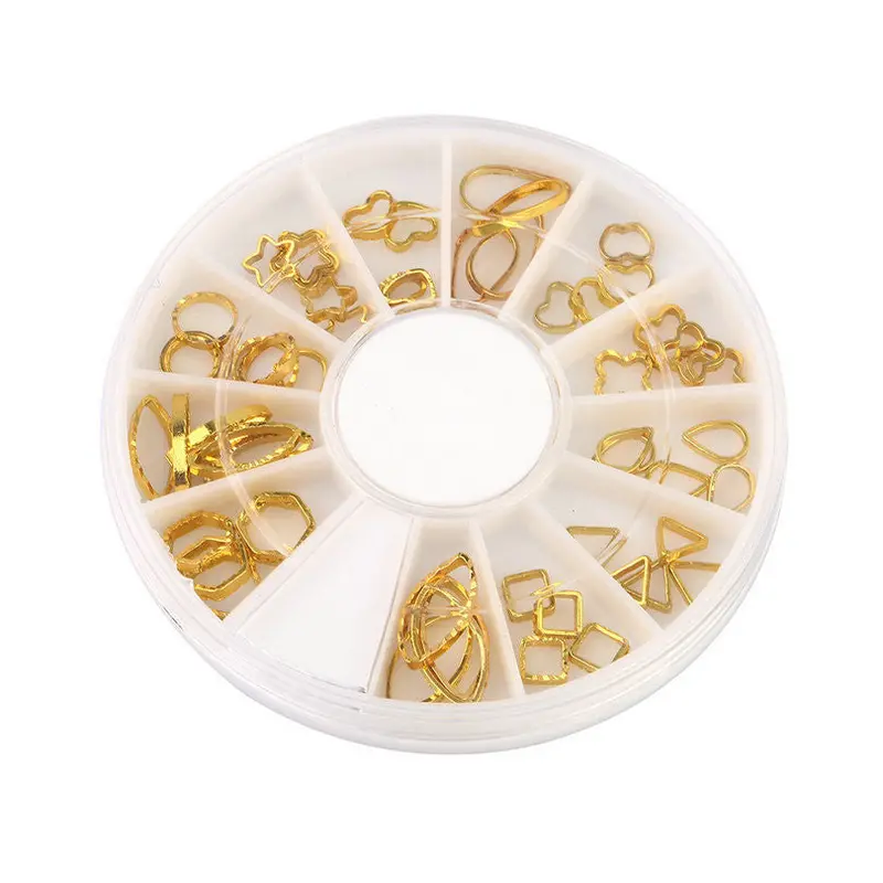 3D Nail Art Hollow Metal Frame Stud Sticker Tip Metallic Decoration Diy 3D Nail Jewelry 1