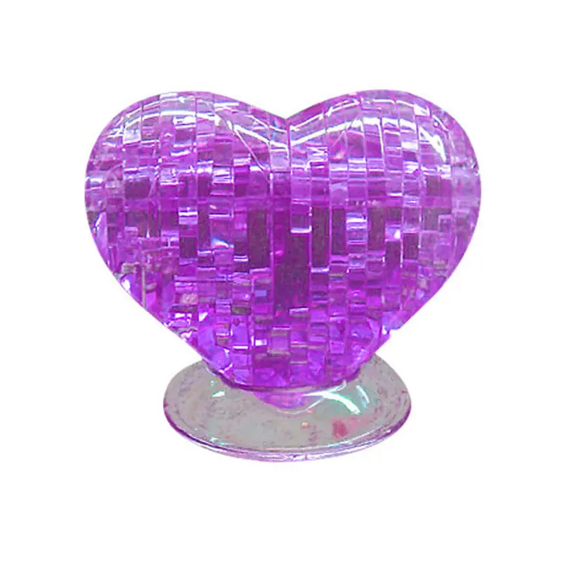 3D Puzzle Crystal Furnish Heart Jigsaw Puzzle Iq Gadget Pur Love Heart Educational Toys Plastic Model Kits Purple 1