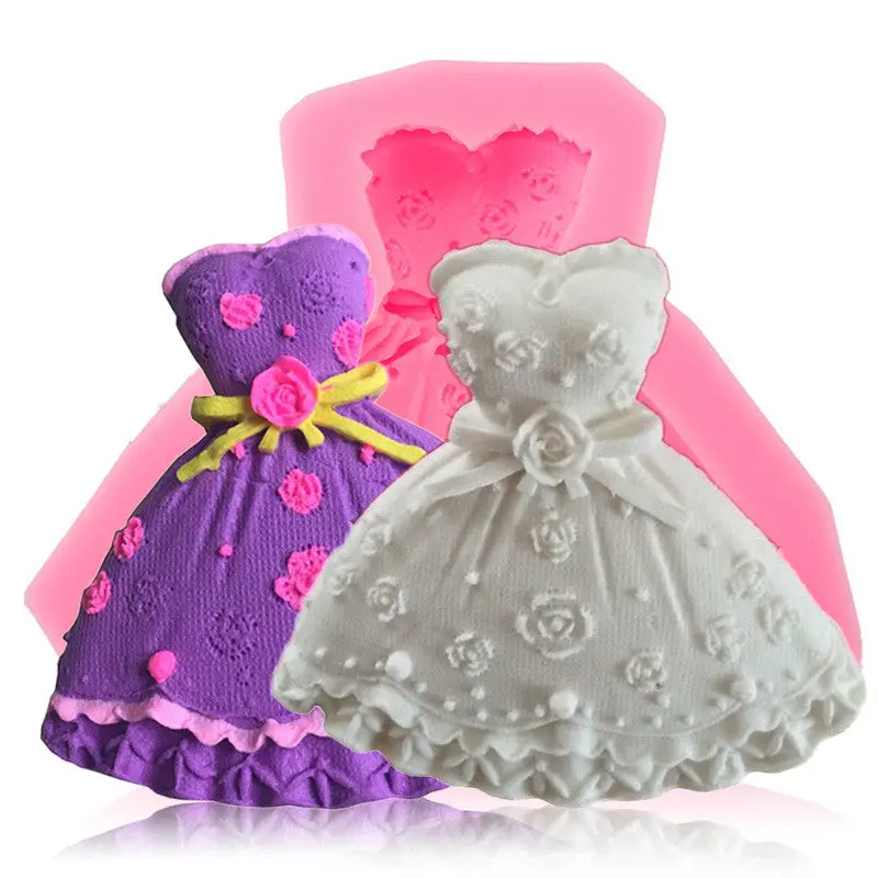 3D Skirt Princess Dress Shape Silicone Lace Fondant Mold Cake Decorating Mould Tool 83943 1