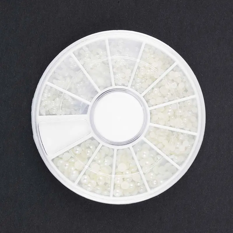 3Dnail Art Tips Pearl Acrylic Glitter Icure Diy Decoration Different Size Wheel Rhinestones 2