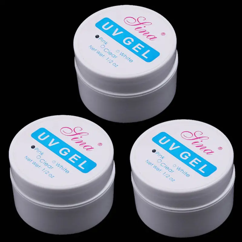3Pc Pink White Clear Nail Art Uv Gel Builder Tips Glue Acrylic Manicure 1