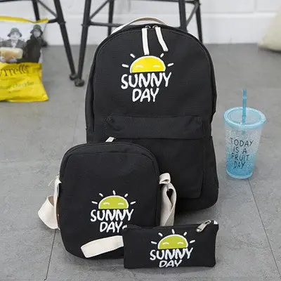 3Pc Women Backpack For School Teenagers Girls Preppy Style Ladies Girls Bag Printing Backpack Sac Purse 1