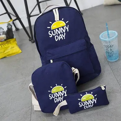 3Pc Women Backpack For School Teenagers Girls Preppy Style Ladies Girls Bag Printing Backpack Sac Purse 2