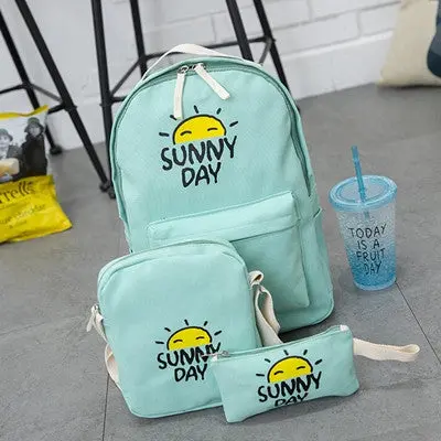3Pc Women Backpack For School Teenagers Girls Preppy Style Ladies Girls Bag Printing Backpack Sac Purse 3