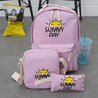 3Pc Women Backpack For School Teenagers Girls Preppy Style Ladies Girls Bag Printing Backpack Sac Purse 4