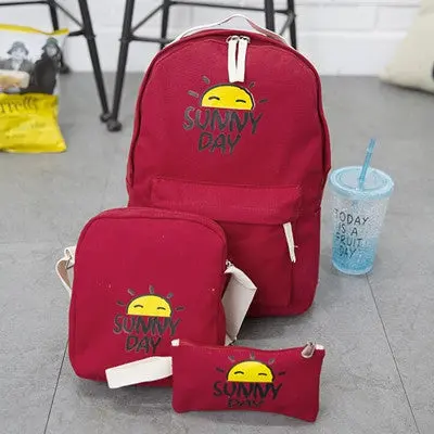 3Pc Women Backpack For School Teenagers Girls Preppy Style Ladies Girls Bag Printing Backpack Sac Purse 5