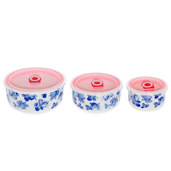 3Pcs Chinese Style Practical Tableware Container Thermo Food Ceramic Bowls Set 89019 1