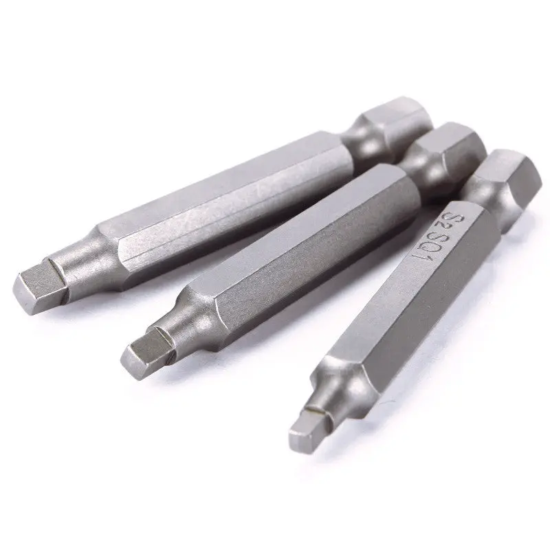 3Pcs Magnetic 6.35Mm / 0.25 Inch Hex Square Head Screwdriver Bit S2 Steel 1/4" Hex 95259 1