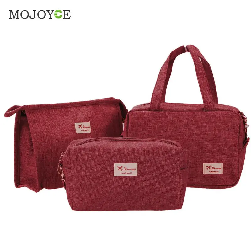 3Pcs Makeup Bag Cosmetic Bag Travel Case Toiletry Storage Makeup Organizer Handbag Abrasive Cloth Makeup Case Make Up Bag 2