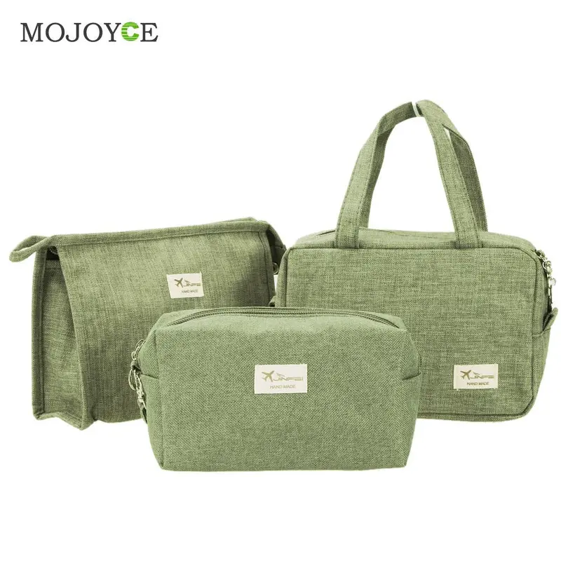 3Pcs Makeup Bag Cosmetic Bag Travel Case Toiletry Storage Makeup Organizer Handbag Abrasive Cloth Makeup Case Make Up Bag 3