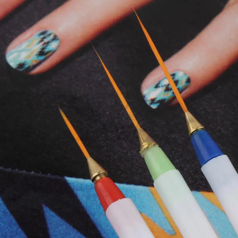3Pcs Nail Art Design Diy Drawing Painting Striping Nail Gel Pen Nail Art Brushes Set Dotting Tools 1