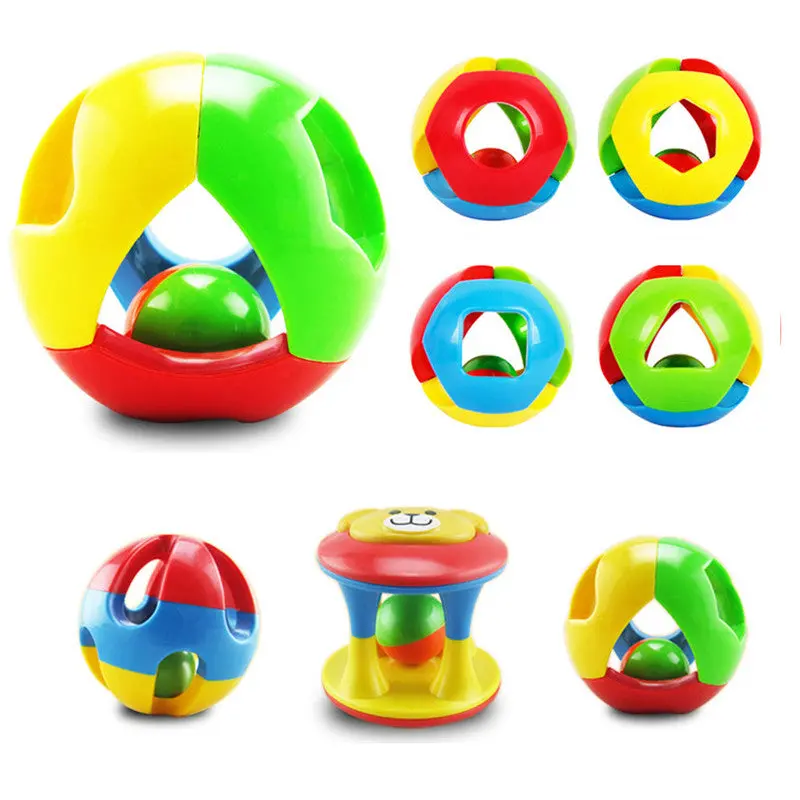 3Pcs Plastic Baby Toys Jingle Ball Rattle Rolling Ball Ring Bell Grasp Toy Intelligence Training Toys For Kids 1