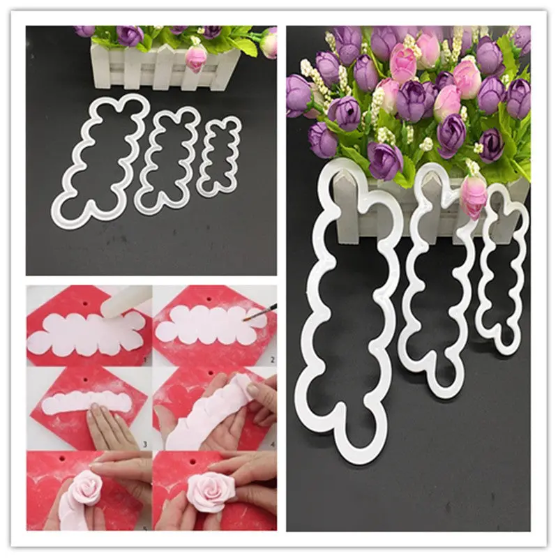 3Pcs Silicone 3D Rose Flower Fondant Cake Chocolate Sugarcraft Mould Craft Mold Decor Tool 86048 1