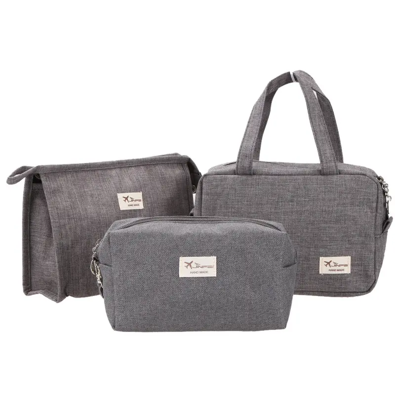 3Pcs Women Cosmetic Bag Toiletry Storage Organizer Hbag Abrasive Cloth Makeup Case For Travel 1