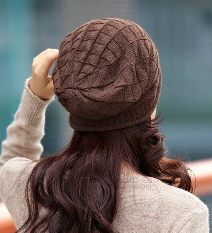 4 Colors Fashion Women Girls Hats In Triangle Diamond Warm Wool Cap Tops Hats Ing 1