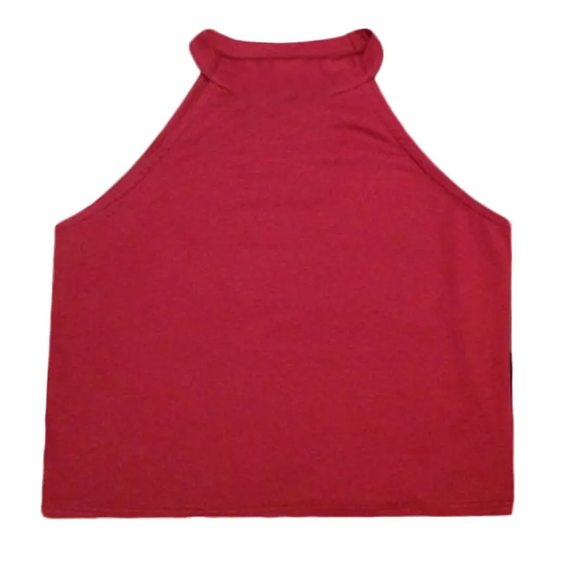 4 Colors Tight Cotton Elastic Crop Tops Cute Sleeveless T-Shirts Lady Sexy Stretchable Cropped Tees 10
