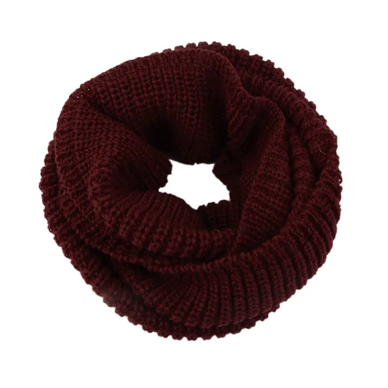 4 Colors Warm 2Circle Cable Knit Cowl Neck Long Scarf Shawl 1