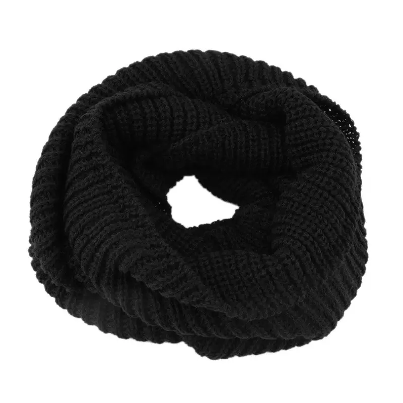 4 Colors Warm 2Circle Cable Knit Cowl Neck Long Scarf Shawl 2