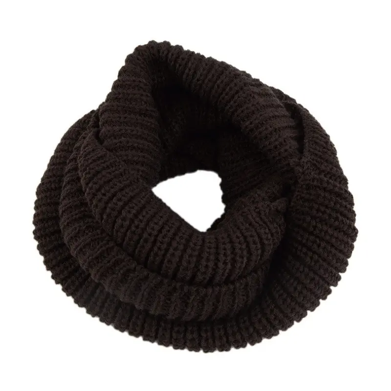 4 Colors Warm 2Circle Cable Knit Cowl Neck Long Scarf Shawl 4