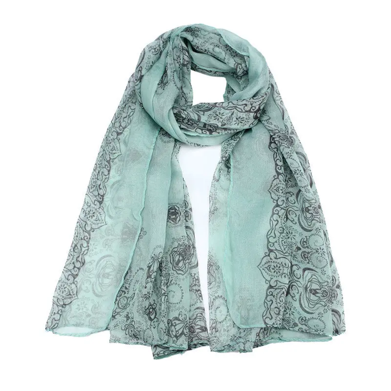 4 Colors Women Lady Classical Print Scarf Scarves Sun Protection Gauze Kerchief Feida 1