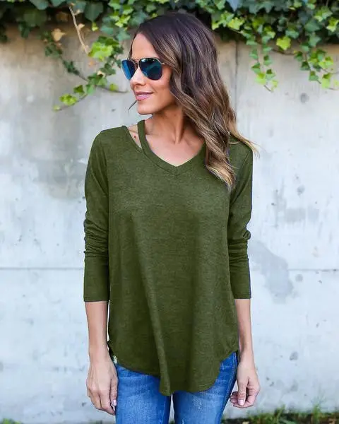4 Colors Women Sexy Casual Loose Blouse Shirts Long Sleeve V-Neck Shirt Blusas Irregular Shirts Plus Size Tops Gv413 1