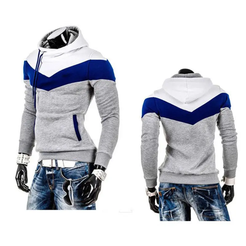 4 Colorsand Contrast Color Slim Thickened Fleece Hoodies 7