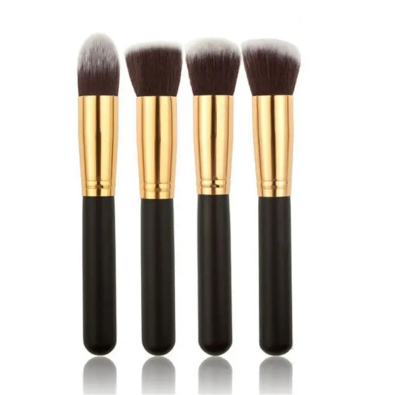 4 Pcs Black Make Up Brushes Synthetic Masquerade Kabuki Flat Foundation Brush Single Makeup Cosmetic Brush 1