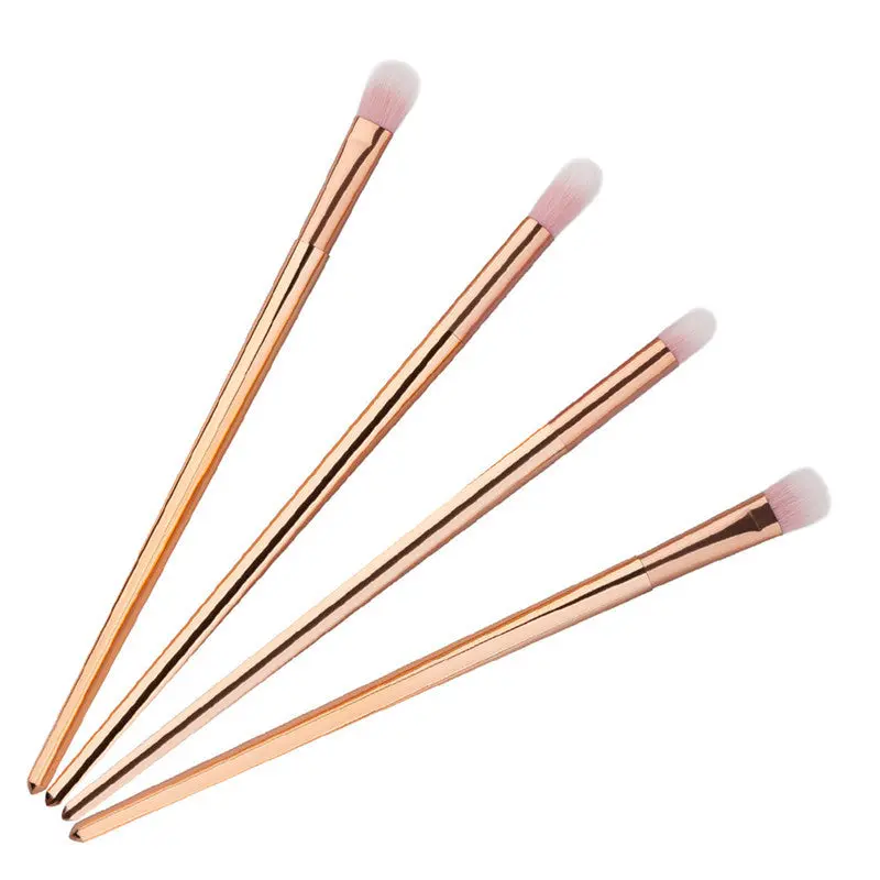 4 Pcs Rose Gold Soft Fiber Makeup Brushes Eye Shadow Foundation Blending Concealer Angle Make-Up Brush Set Cosmetic 1