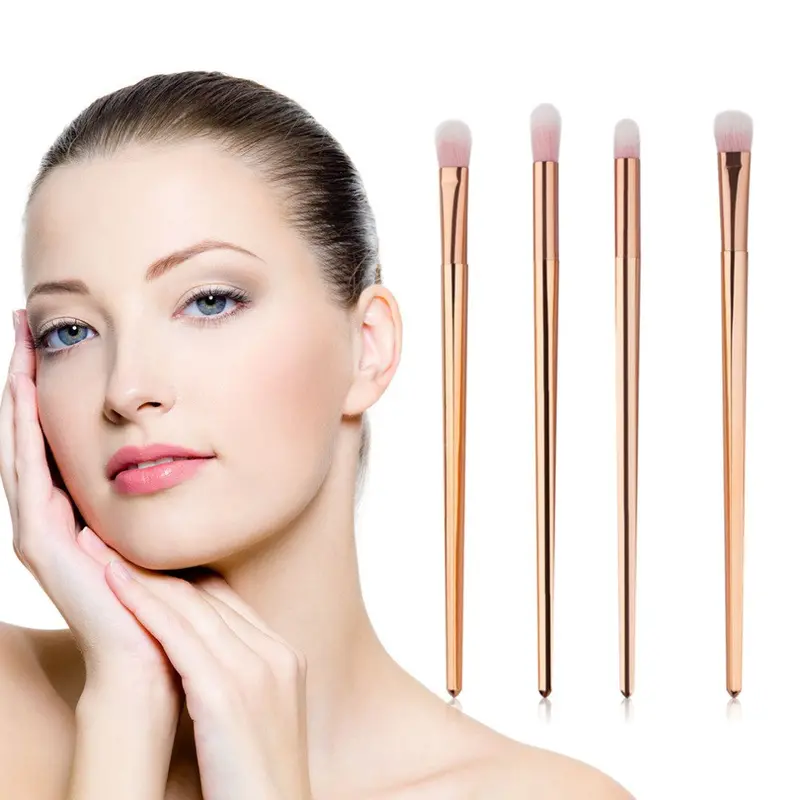 4 Pcs Rose Gold Soft Fiber Makeup Brushes Eye Shadow Foundation Blending Concealer Angle Make-Up Brush Set Cosmetic 2